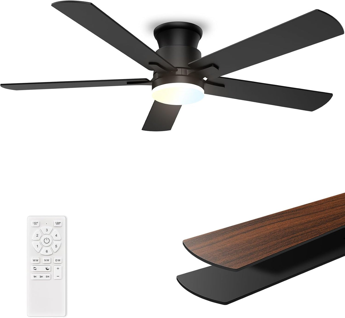 ceiling fans with lights 52 inch, flush mount, main product view