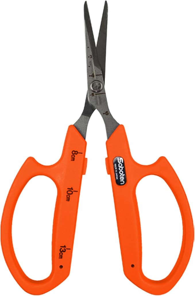 Saboten Stainless Steel Angled Blade Trimming Scissors Orange PT-13 160mm by DL+Wholesale