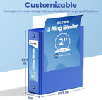 SUNEE 3 Ring Binder 2 Inch 1 Pack, Cobalt Blue - Image 7
