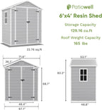 patiowell 6x4 ft resin outdoor storage shed with shown in use