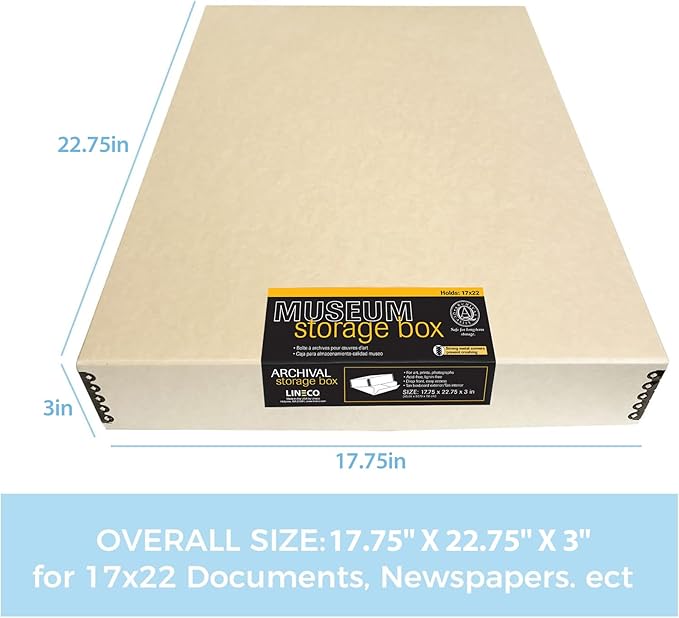 Lineco Museum Archival Storage Box, 17.75x22.75x3 in. Drop Front Design. - Image 2