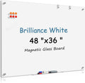 MaxGear Glass Whiteboard Tempered Magnetic Dry Erase Board 48 x 36 Inch Ultra by MaxGear