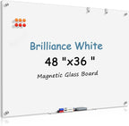 MaxGear Glass Whiteboard Tempered Magnetic Dry Erase Board 48 x 36 Inch Ultra by MaxGear