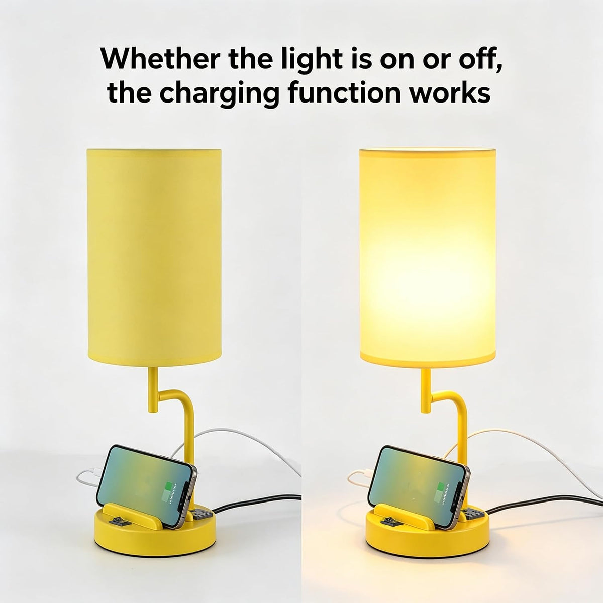 Dreamholder 2 Pack Table Lamp, Bedside Lamp with 3 USB Charging Ports & A...