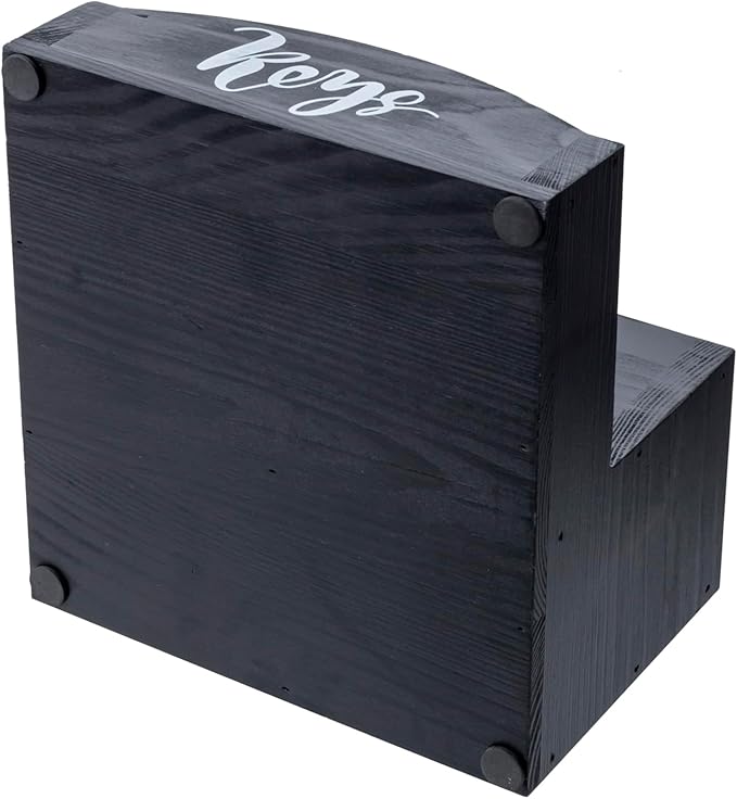 MyGift Urban Modern Mail Holder and Key Organizer Tray in Black Stained Solid - Image 7