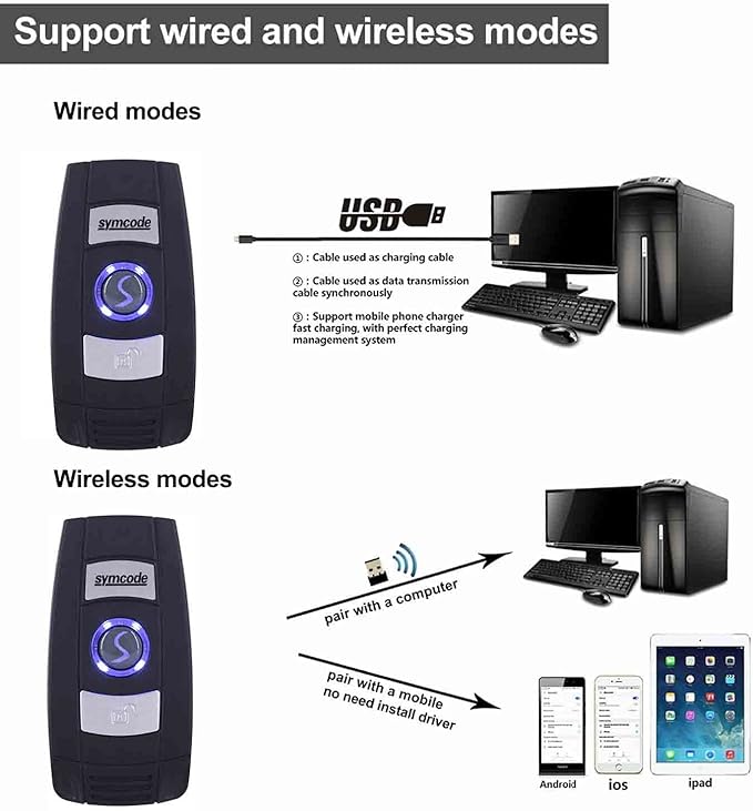 Mini 1D Bluetooth Barcode Scanner Wireless Bar Code Scanner 3-in-1 - Image 6