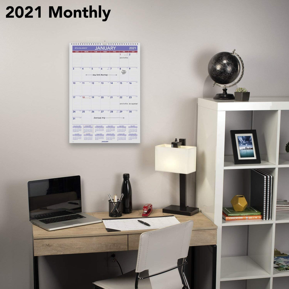 2021 Wall Calendar by AT-A-GLANCE, 12" x 17", Medium, Monthly, Wire...