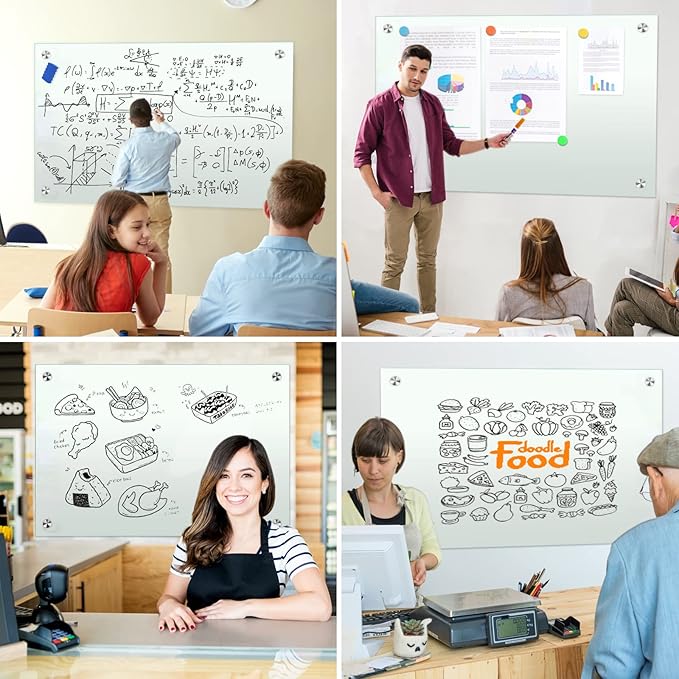 H-Qprobd Dry Erase White Board for Wall 72"x40" Magnetic Glass Frameless - Image 7
