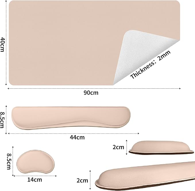Bloss Leather Desk Pad and Keyboard Wrist Rest, Large Mouse Pad + Keyboard - Image 3
