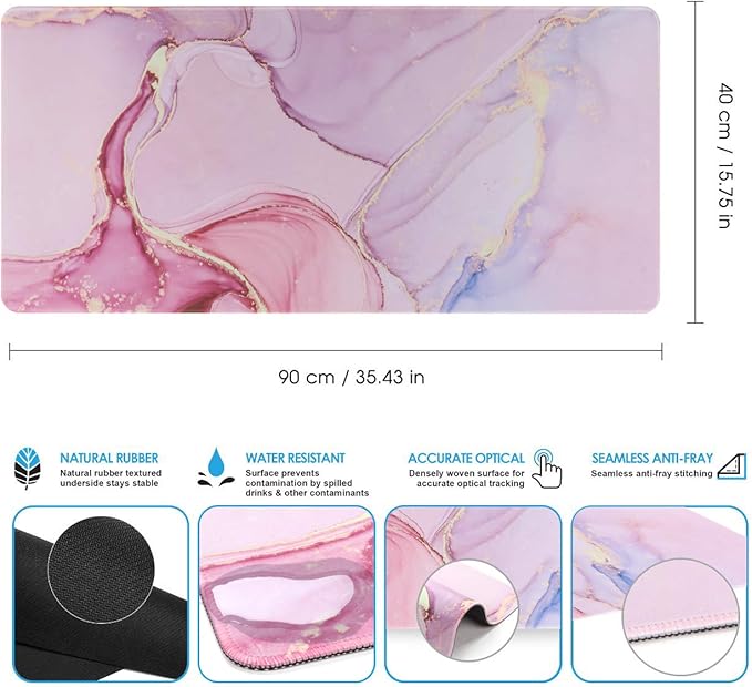 iCasso Extended Gaming Mouse Pad, Large 3mm Non-Slip Rubber Base Mousepad - Image 4