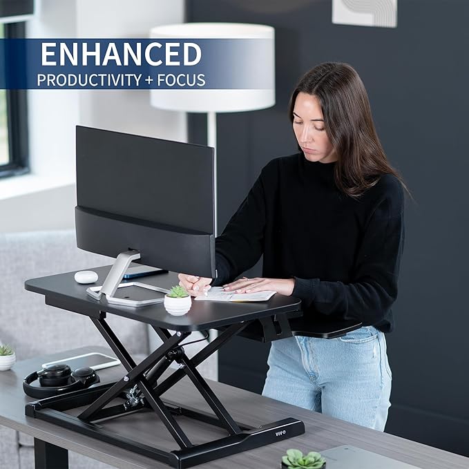 VIVO 28 inch Desk Converter, K Series, Height Adjustable Sit to Stand Riser - Image 4