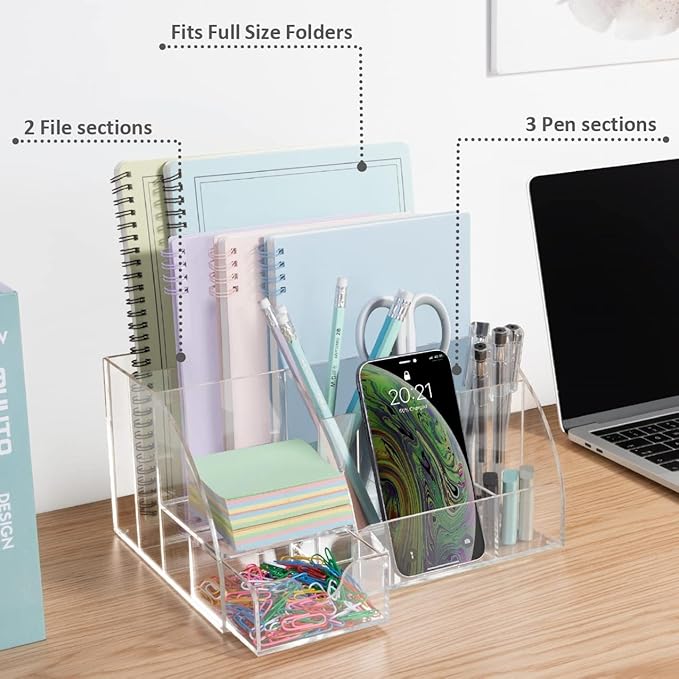 My Space Organizers Clear Acrylic Desk Oganizer, 9 Compartments, Office - Image 2