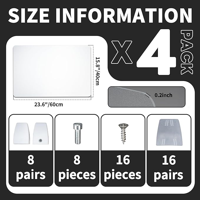 GOOFCXO 4 Pcs Desk Divider Privacy Panel 23.6 x 15.8 Inch Counter Desk Acrylic - Image 2