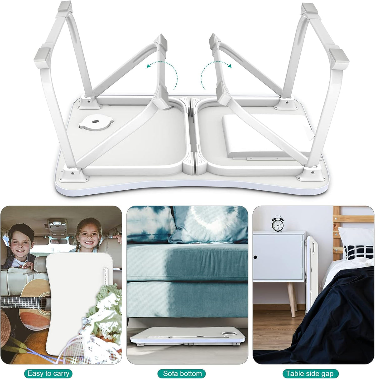 Fayquaze Laptop Bed Desk, Portable Foldable Lap Bed Table with USB Charge Por...