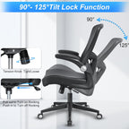 Heavy Duty Office Chair, 400lbs Ergonomic Desk Office Chair for Heavy People, Home Office Desk Chairs with Flip-Up Arms Computer Executive Task Chair with Adjustable Lumbar Support