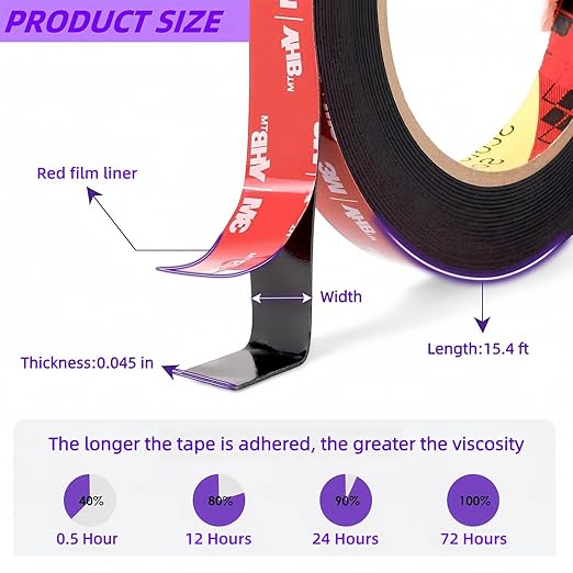 Gasenvan Double Sided Tape Heavy Duty, Mounting Adhesive Tape 1 in x 15.4 ft - Image 2