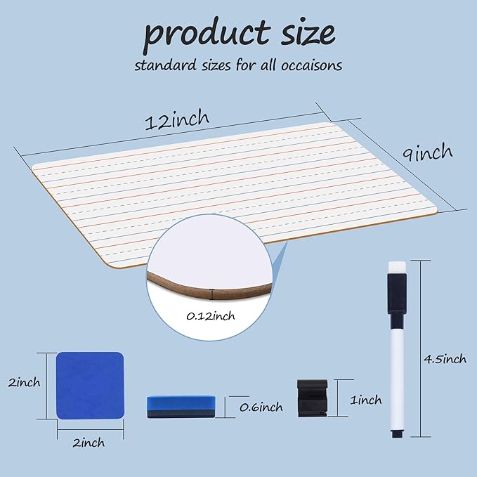 24 Pack Dry Erase Boards, Education Teacher Classroom, Mini Portable Learning - Image 3