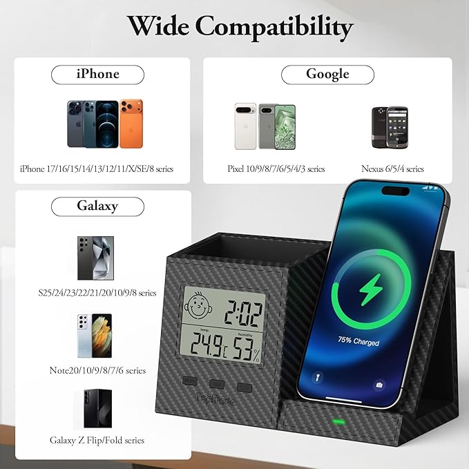 TopMade Wireless Charger with Pen Remote Holder, Digital Thermometer and - Image 8