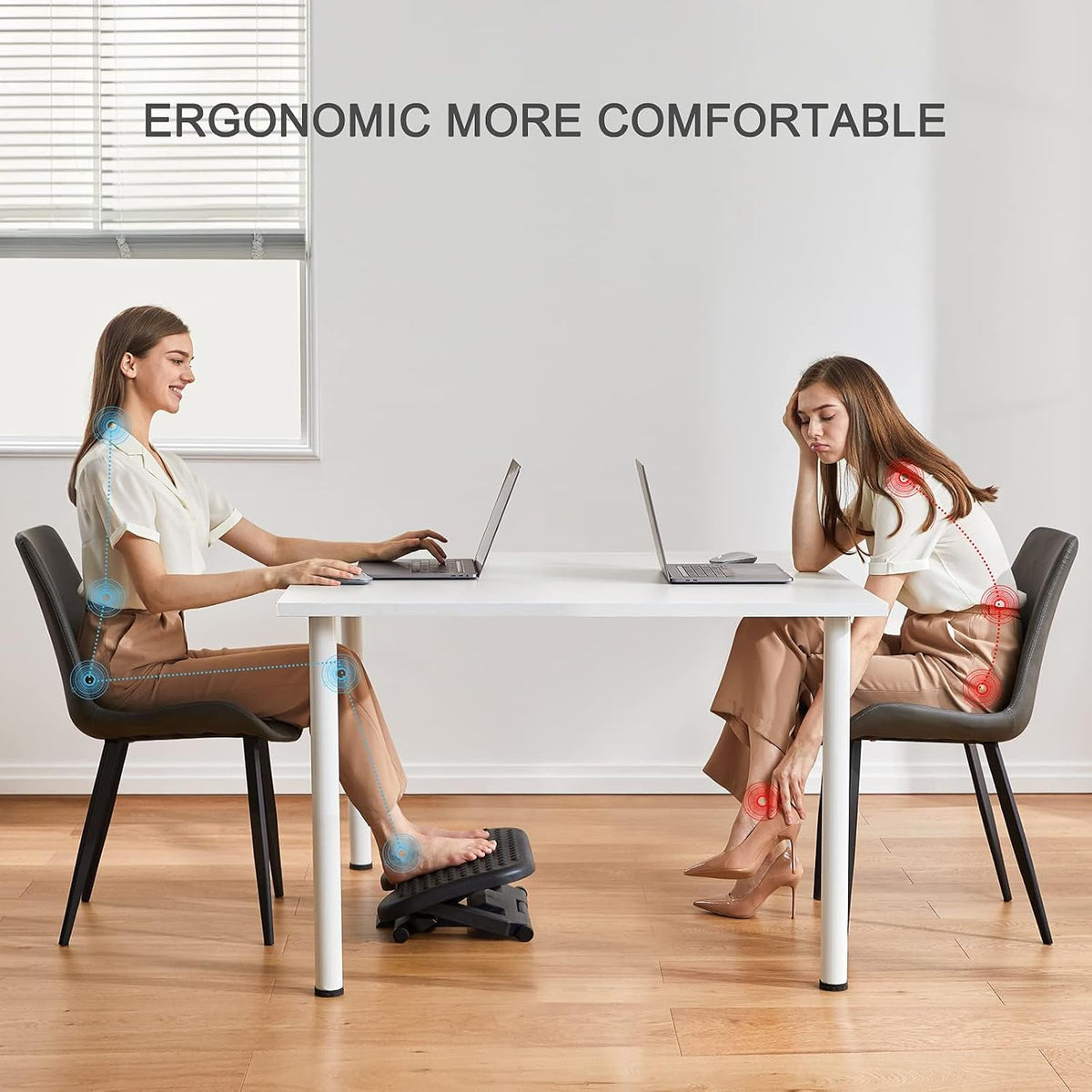 huanuo adjustable foot rest for under desk with, side view