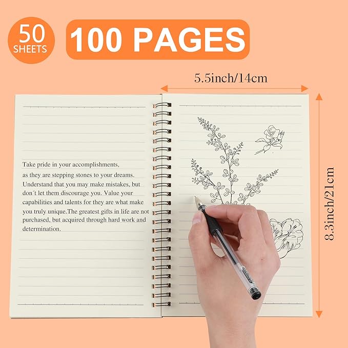 Yahenda Spiral Notebook Bulk A5 College Ruled Journals Notebooks Lined 8.3 x - Image 4