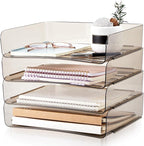 Harloon 4 Tier Acrylic Paper Tray 13 x 9.8 x 3 Inches Stackable Letter Clear by Muasung