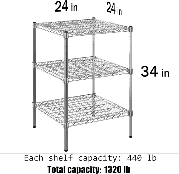 Regal Altair 24" Deep x 24" Wide x 34" Height Wire Shelving Kit | 3-Tier | NSF - Image 3