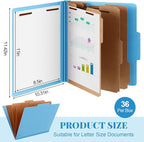 Skyygemm 36 Pcs Classification Folders Letter Size, 3 Divider Pressboard File - Image 2