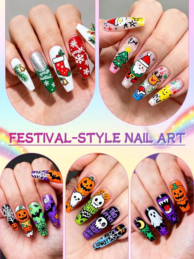 EBANKU Nail Art Pens Set, 12 Colors 3D Nail Polish Pens Acrylic Paint Pens Nail - Image 6