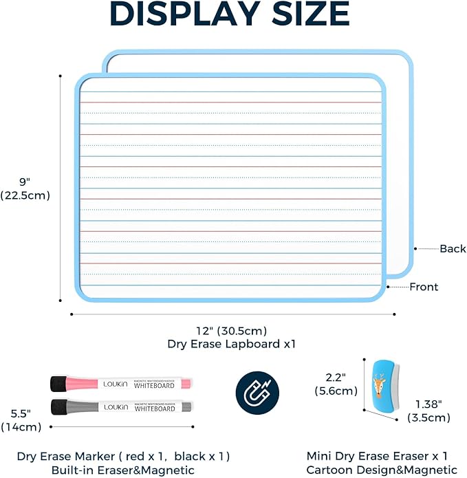 LOUKIN Small Dry Erase Lapboard, 9 x 12 Inch Double Sided, Seamless Frame Design - Image 2