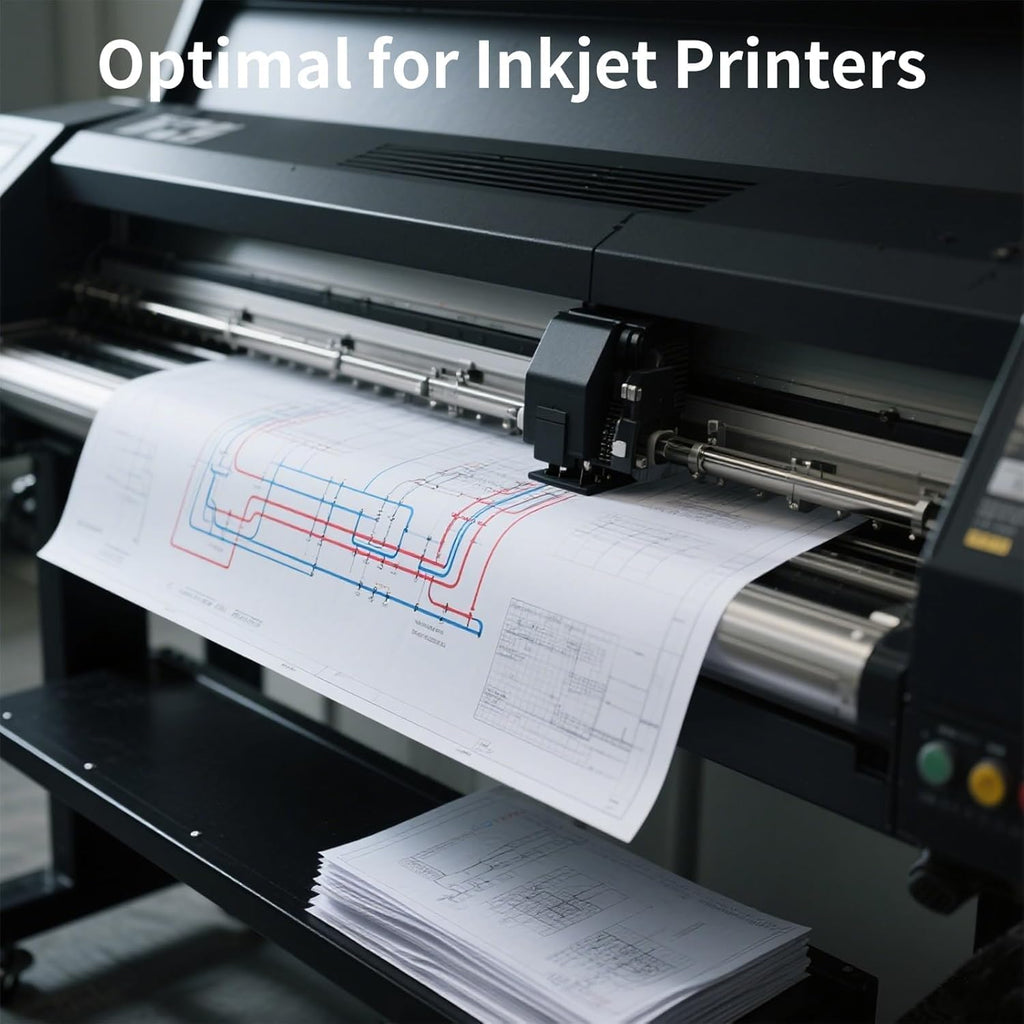 FungLam Plotter Paper 36 x 150-4 Rolls Wide Format Paper 36 In x 150 Ft, 20lb CAD Bond Rolls on 2" Core for CAD Printing on Wide Format Ink Jet Printers