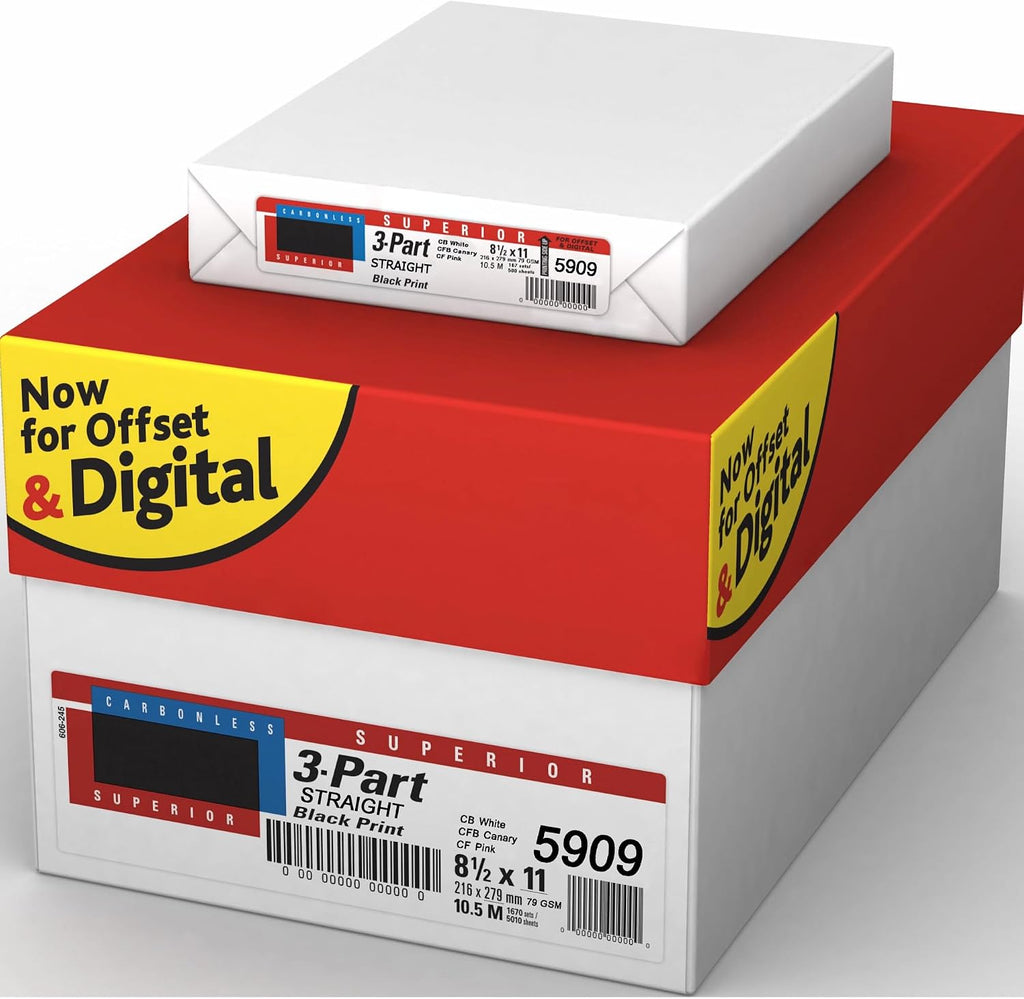 Superior 8.5 x 11 Carbonless Paper, 3 Part Straight, 1340 Sets