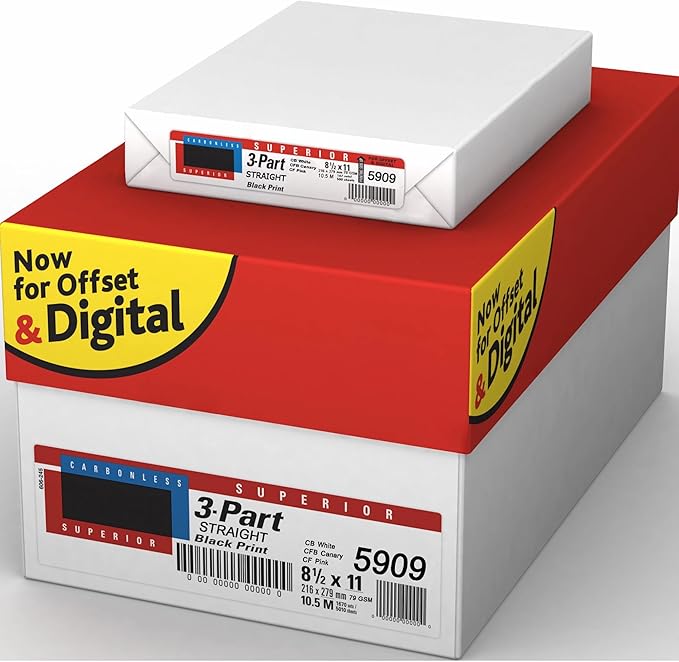 Superior 8.5 x 11 Carbonless Paper, 3 Part Straight, 1340 Sets by PSDUnderwear