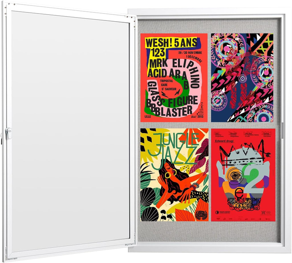 36×24 Inch Lockable Enclosed Bulletin Board, Weather-Resistant Outdoor
