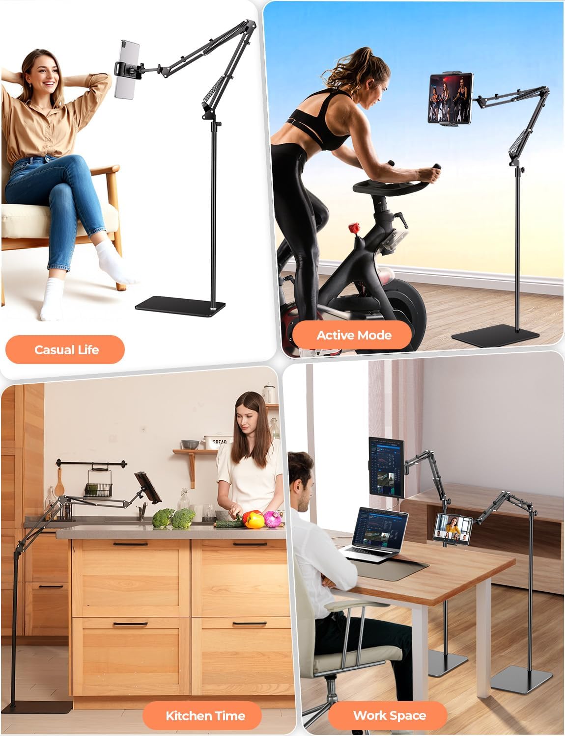 Tryone Tablet Floor Stand for Kindle Holder: E-Book Bed Mount with Page Turne...