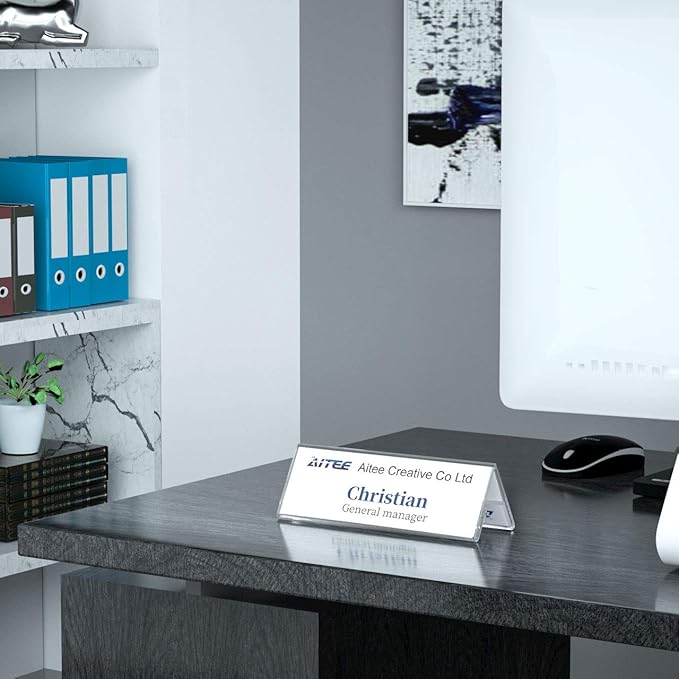 Acrylic 12 Pack Name Plates for Desks, AITEE 3x8.5 Clear Tent Name Plate - Image 5
