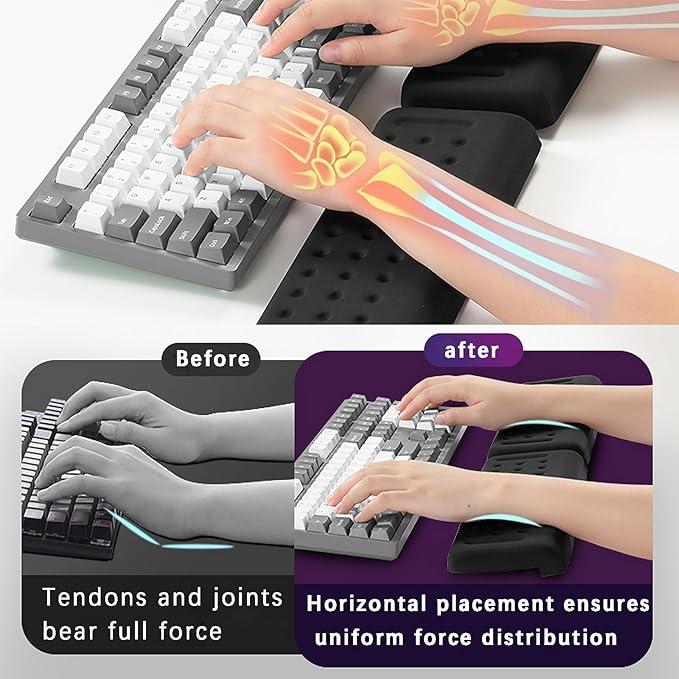 Pack of 2 L-Shaped Wrist Rest Keyboard, Memory Foam Arm Rest Desk, Ergonomic - Image 5
