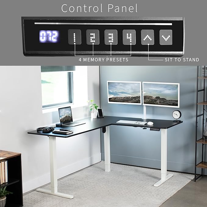 VIVO Electric Corner 63 x 55 inch L-Shaped Standing Desk, Memory Height - Image 5
