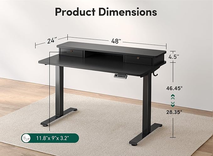 FEZIBO 48 x 24 Inch Height Adjustable Electric Standing Desk - Image 3