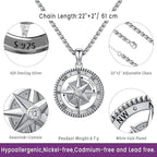 Compass Necklace for Women Men 925 Sterling Silver Pendant Urn Necklaces for - Image 3