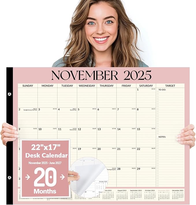Forvencer 22" x 17" Large Desk Calendar 2026, 20 Months Calendar Runs from by Forvencer