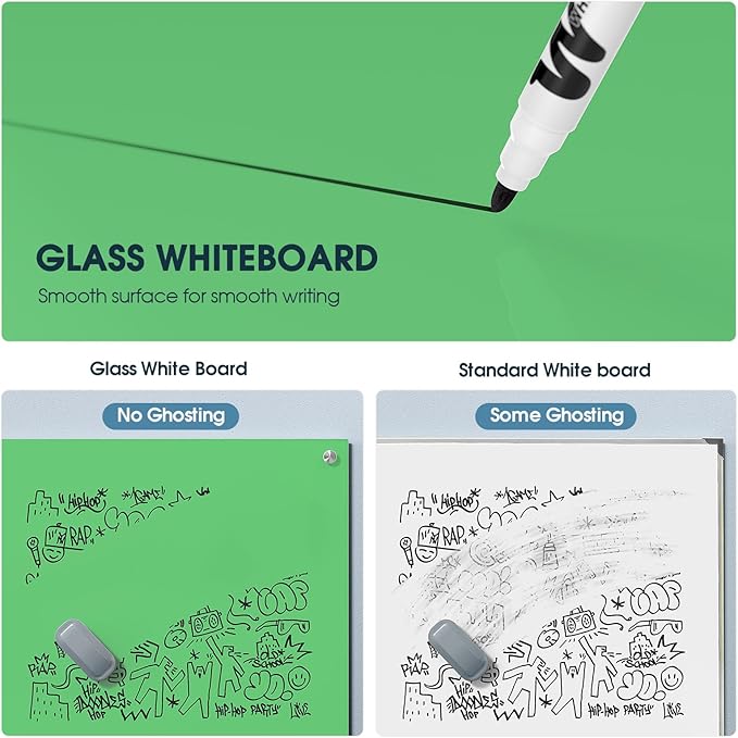 MaxGear Glass Whiteboard, Tempered Magnetic Dry Erase Board Green, Frameless - Image 5