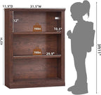 RWYHG 43" Walnut Tall Bookshelf Set of 4, 3-Tier Thick Wooden Book Shelf - Image 3