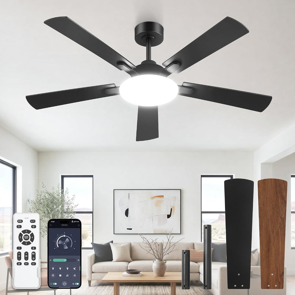 lediary 52 inch ceiling fans with lights dc, main product view