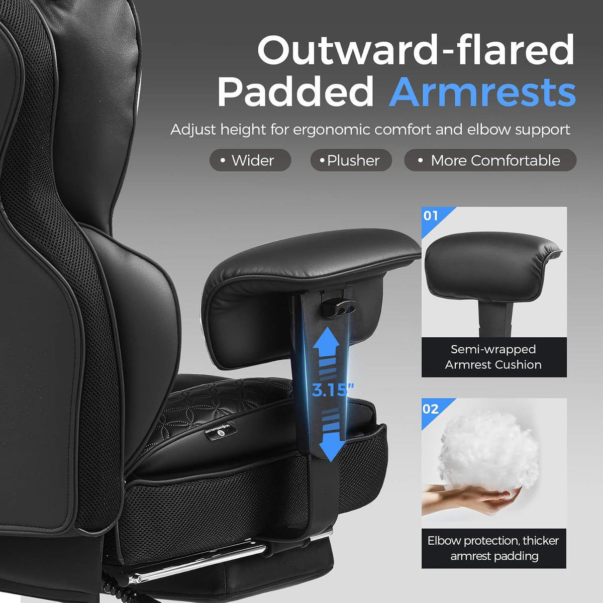 gtplayer big and tall gaming chair 400lbs heavy, package contents