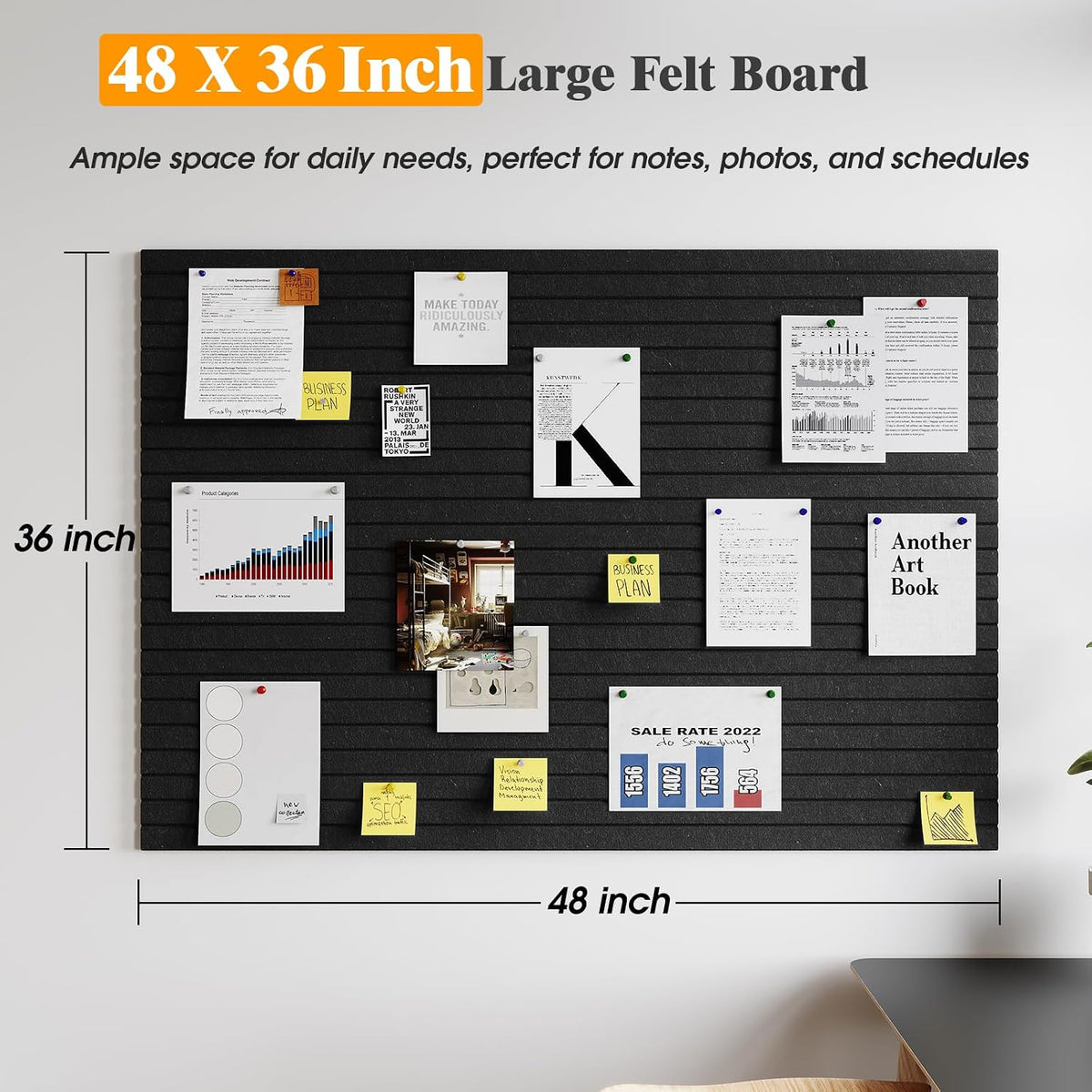 Felt Cork Board for Wall, 12 Pack Large Bulletin Board, Slat Wall Paneling, C...