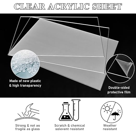 Roowest 2 Pcs 24 x 48 Inch, 1/8 Inch Thick Clear Acrylic Plexiglass Sheets - Image 3