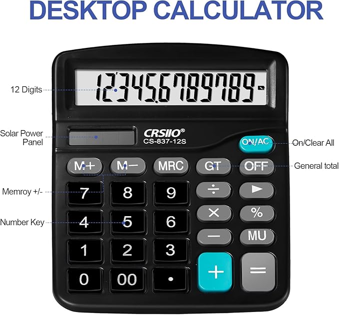 Flutesan 8 Pack Calculator Bulk 12 Digit Solar Power Calculator Solar and - Image 3