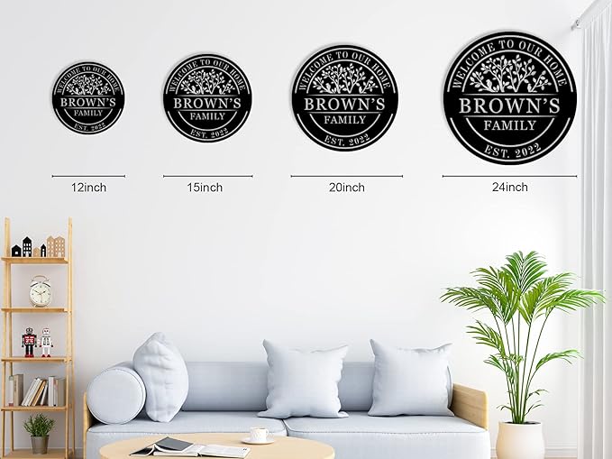 Welcome to Our Home Metal Sign, Personalized Family Name Tree of Life Sign - Image 6