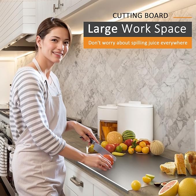 KORVOS 304 Stainless Steel Cutting Board, 23.6" x 19.6" Large Size Stainless - Image 8