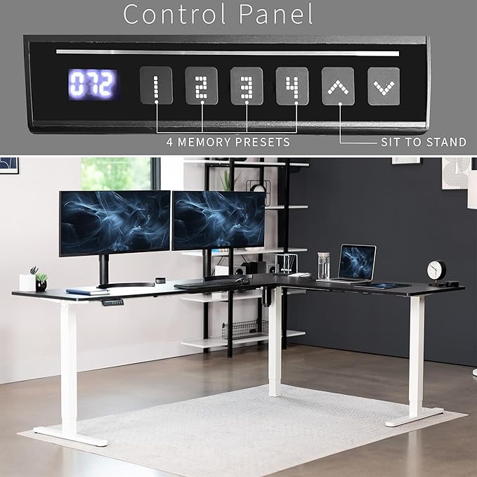 VIVO Electric Corner 84 x 63 inch L-Shaped Standing Desk, Memory Height - Image 9